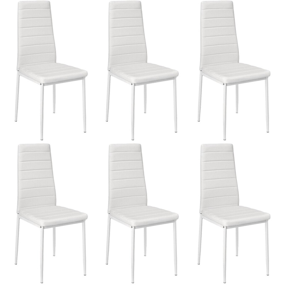 PIPIPOXER-Eetkamerstoelen - Set Van 6 - Eettafelstoel - Keukenstoel -Stoel-PU Leer - Metalen Poten -Wit afbeelding 1