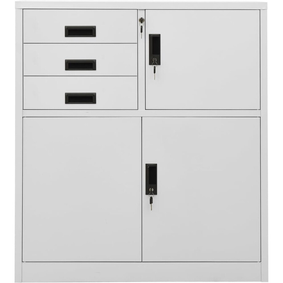 vidaXL Kantoorkast - Staal - Lichtgrijs - 90x40x102 cm Kantoor Meubilair - Archief Kast - Metalen Kast - Grijze Kast - Staalkast vidaXL Kantoorkast - Staal - Lichtgrijs - 90x40x102 cm Kantoor Meubilair - Archief Kast - Metalen Kast - Grijze Kast - Staalkast afbeelding 1