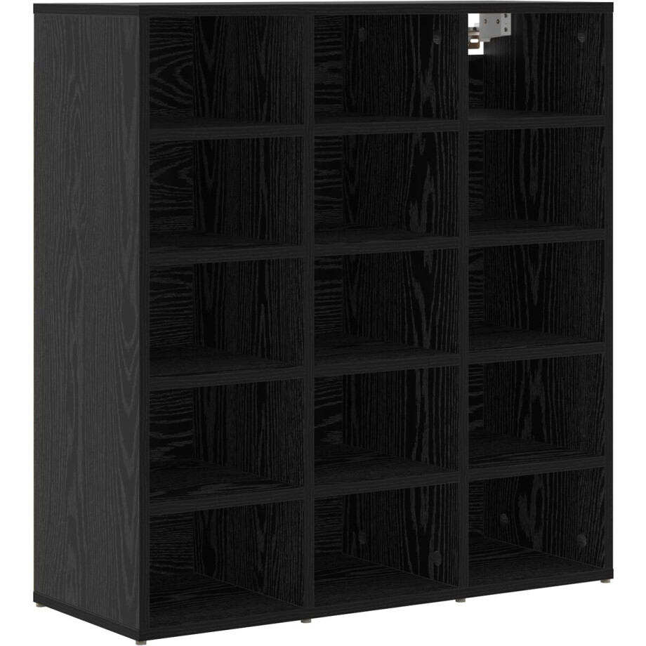 vidaXL - Schoenenkast - Zwart - Eiken - 77,5 - x - 30 - x - 83,5 - cm - Bewerkt - hout afbeelding 1