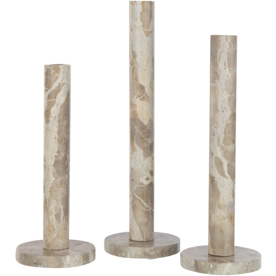 J-Line kaarshouder Marmer - steen - beige - set van 3 J-Line kaarshouder Marmer - steen - beige - set van 3 afbeelding 1