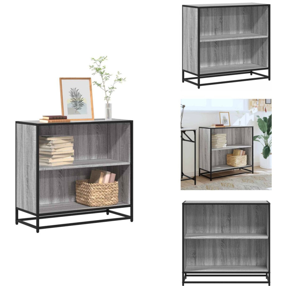 vidaXL Boekenkast - Boekenkasten - Boekenschap - Boekenstandaard - Boekenkast 80,5x35x76 cm bewerkt hout grijs sonoma eikenkleurig afbeelding 1