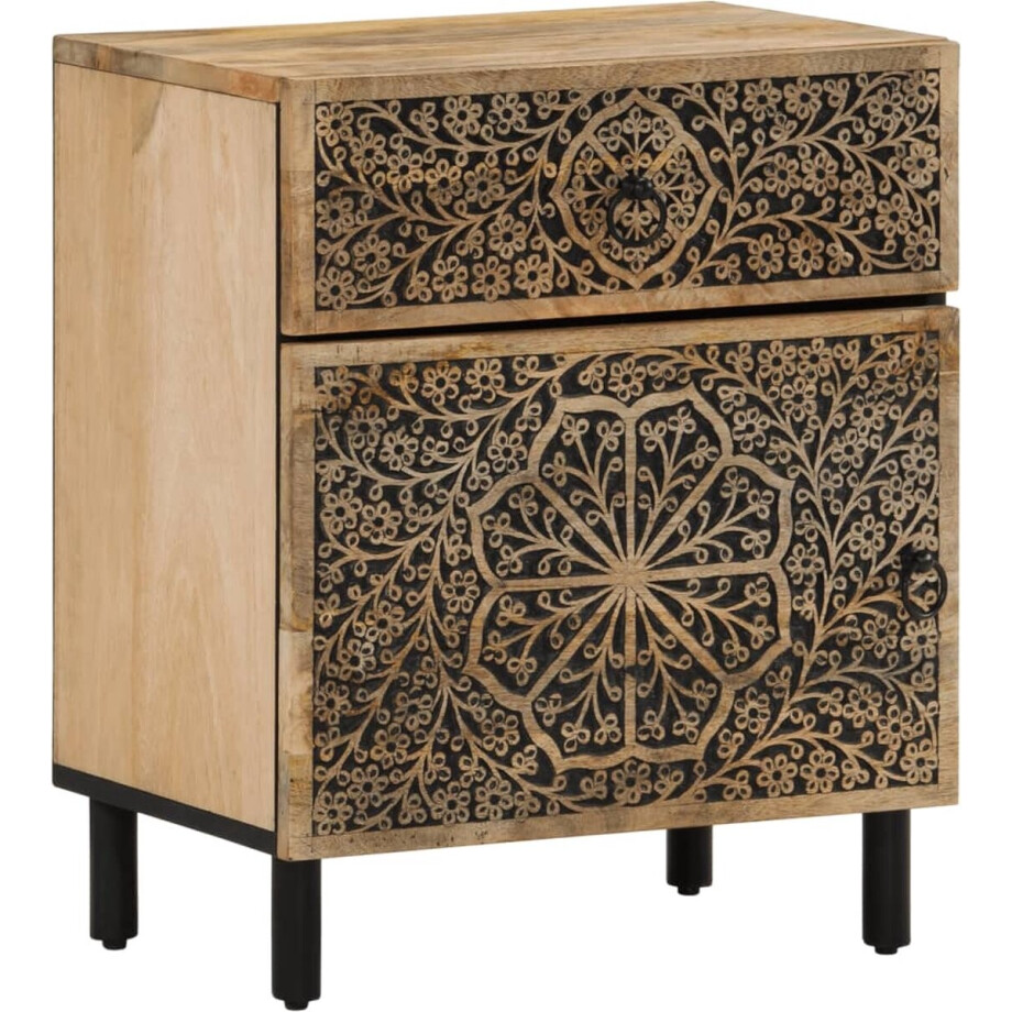 vidaXL - Nachtkastje - 50x33x60 - cm - massief - mangohout afbeelding 1