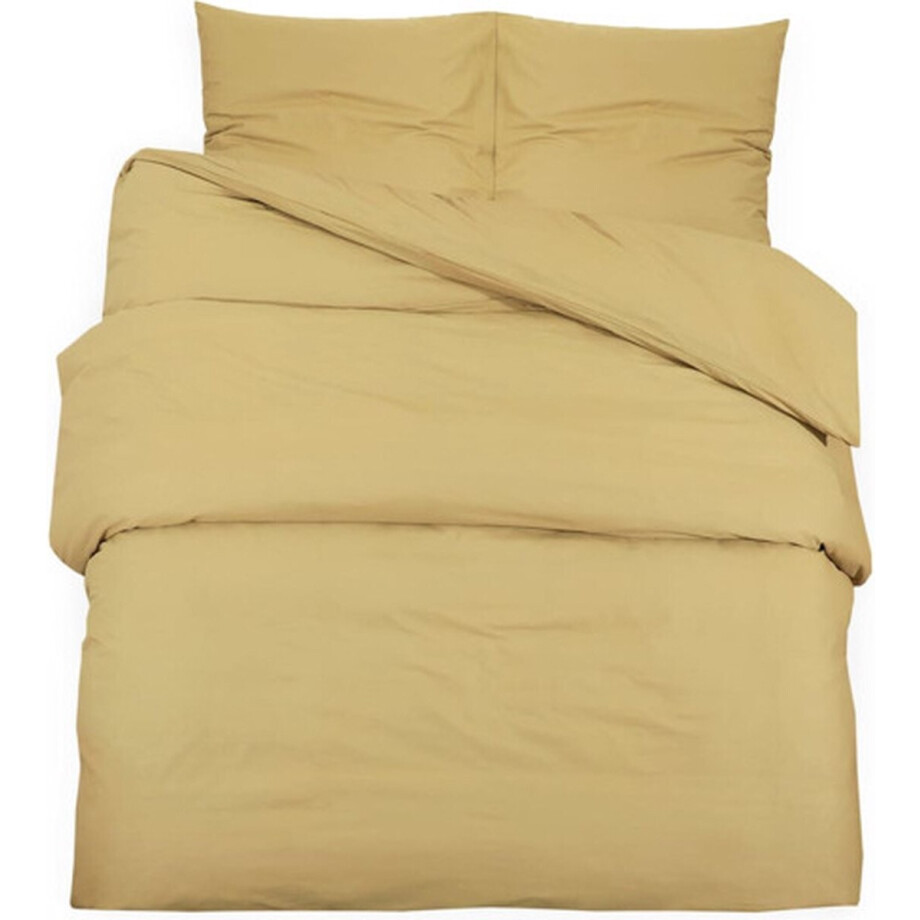 vidaXL - Dekbedovertrekset - 135x200 - cm - katoen - taupe afbeelding 1