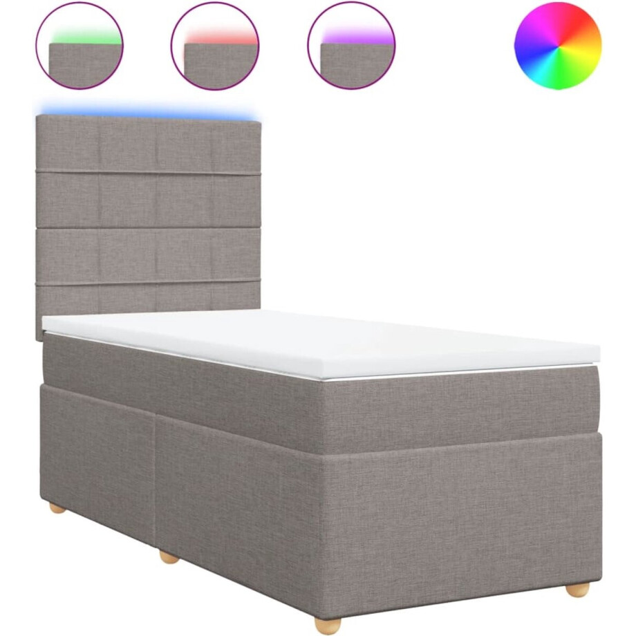 vidaXL - Boxspring - met - matras - stof - taupe - 100x200 - cm vidaXL - Boxspring - met - matras - stof - taupe - 100x200 - cm afbeelding 1