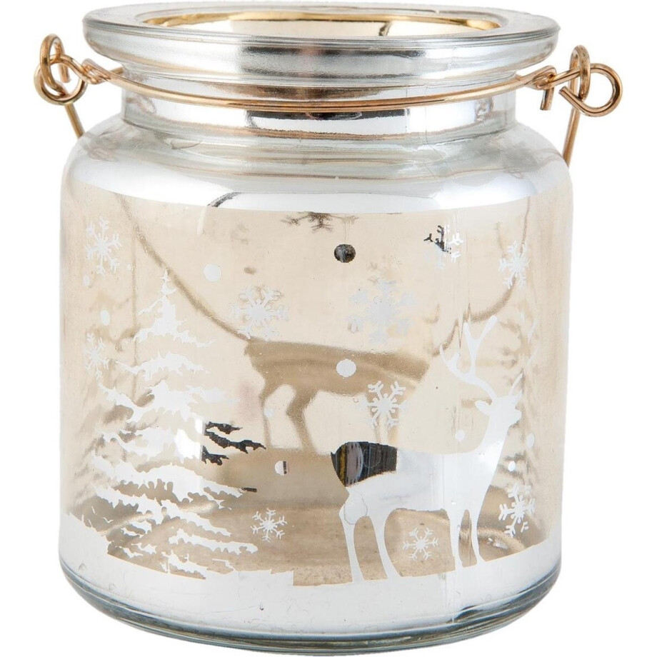 Clayre & Eef | Waxinelichthouder Ø 8*9 cm | Transparant | Glas | 6GL1687 afbeelding 1