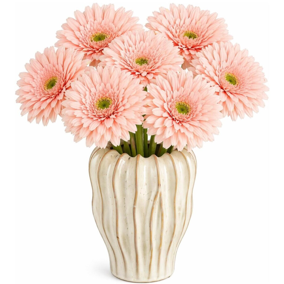 Mica Decorations Kunstbloem Gerbera Floral - 6x - H60 cm - roze - kunststof - stelen kunstbloemen - boeket - rozen bloemetjes afbeelding 1