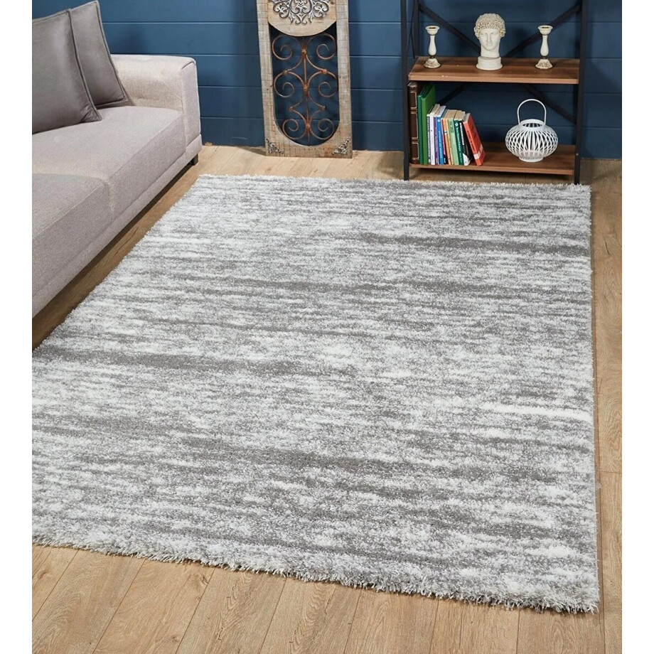 EIK - Creme-Grijs - 200x290cm - Hoogpolig vloerkleed afbeelding 1