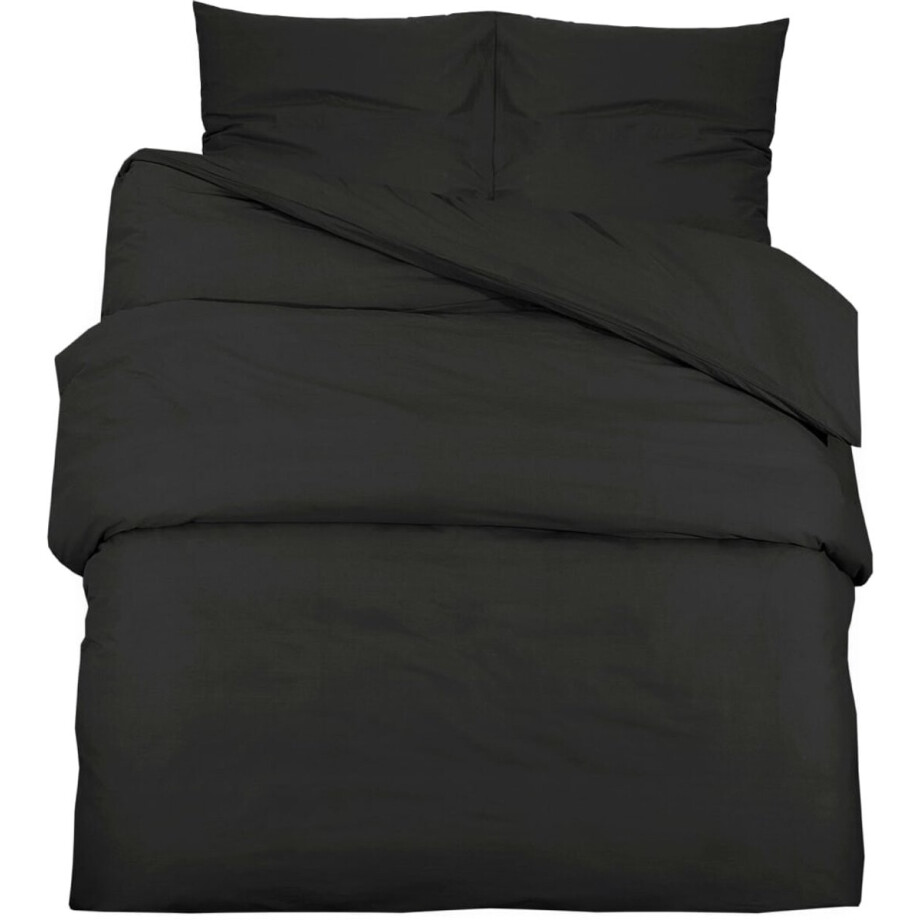 vidaXL - Dekbedovertrekset - 200x200 - cm - katoen - zwart afbeelding 1