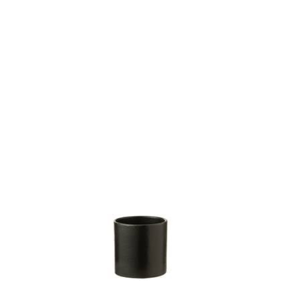 J-Line Bloempot Cilinder Keramiek Zwart afbeelding 1