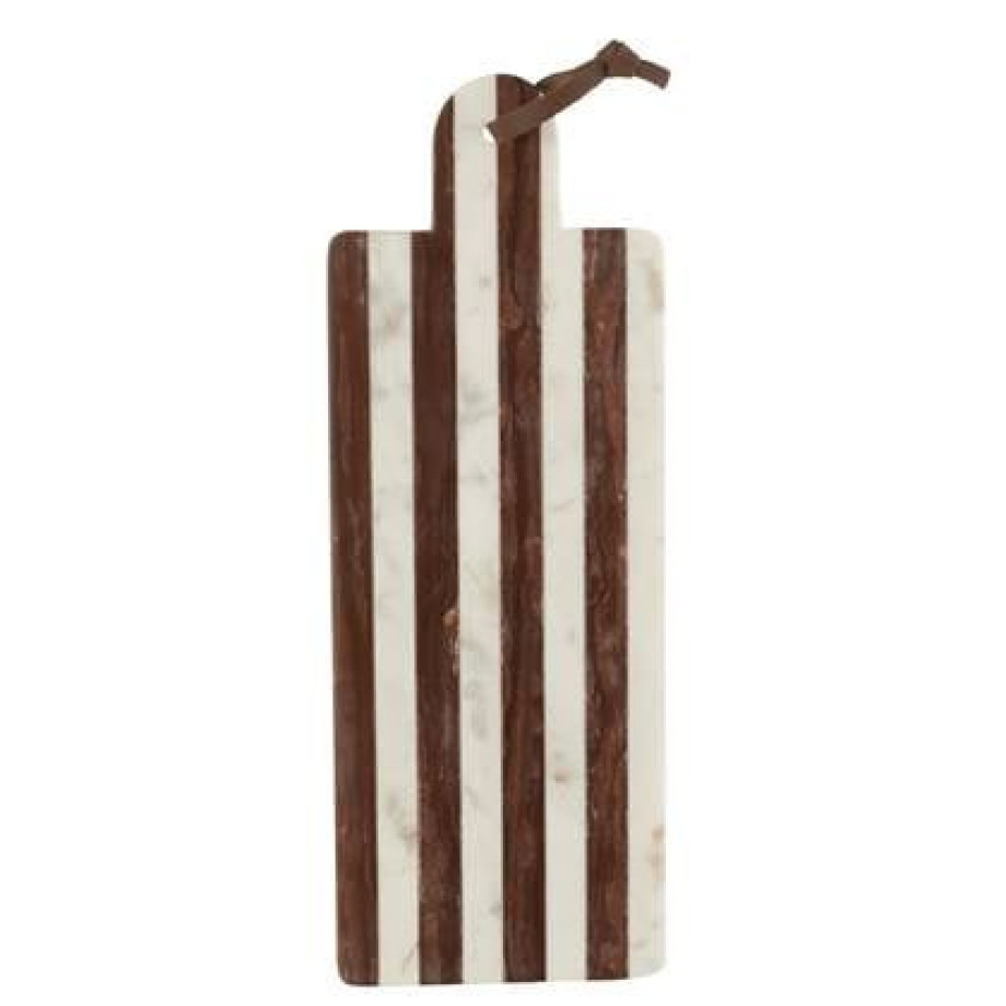 J-Line Rechthoek Streep Marmer snijplank - steen - wit| bruin afbeelding 1