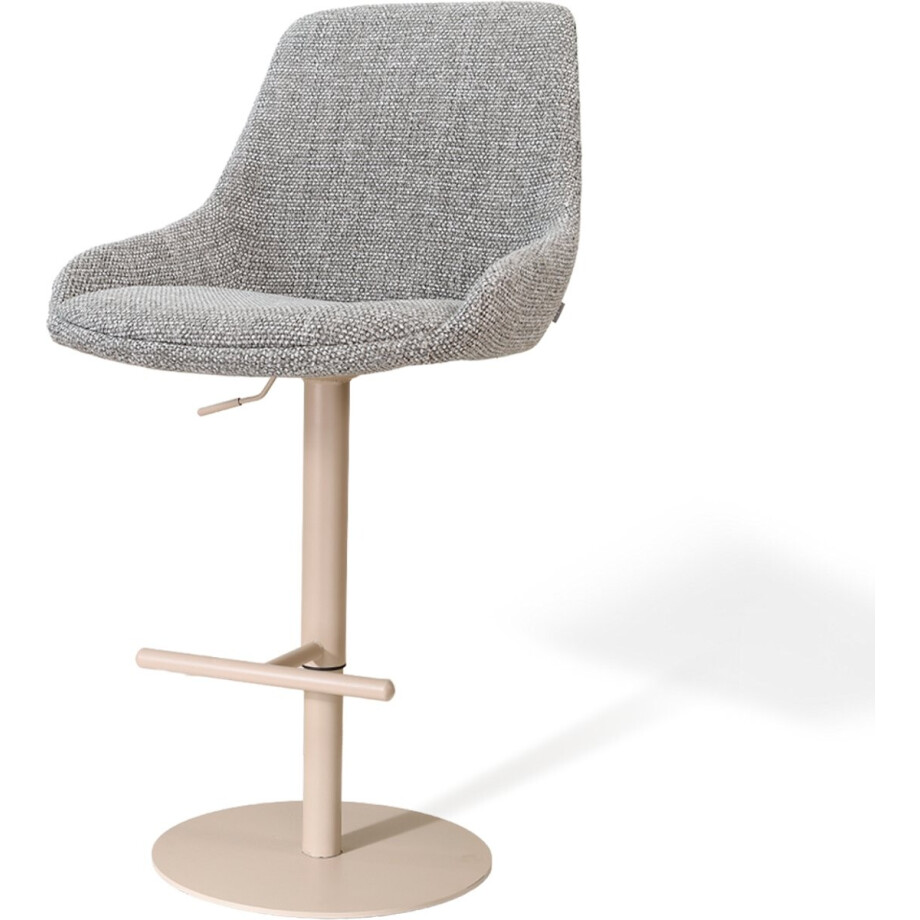 Nolon Niva-Isa Draaibare Tulp Barkruk Grijs Blend - Verstelbaar - Beige Onderstel - Stoffen - Scandinavisch afbeelding 1