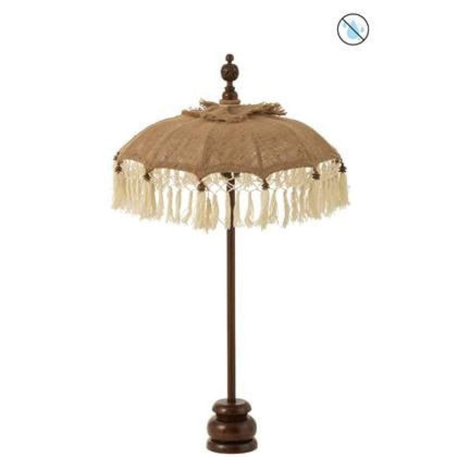 J-Line parasol Kwast + Voet- juste - beige|wit - S afbeelding 1