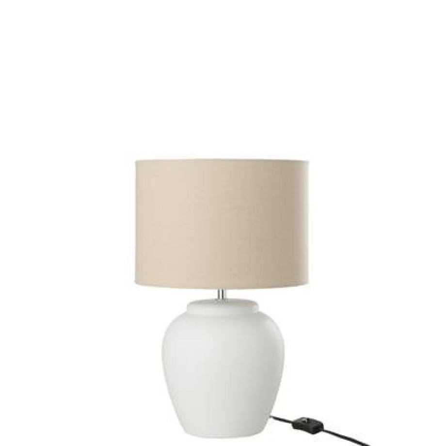 J-Line lamp Meli + Kap - keramiek - linnen - wit - small afbeelding 1