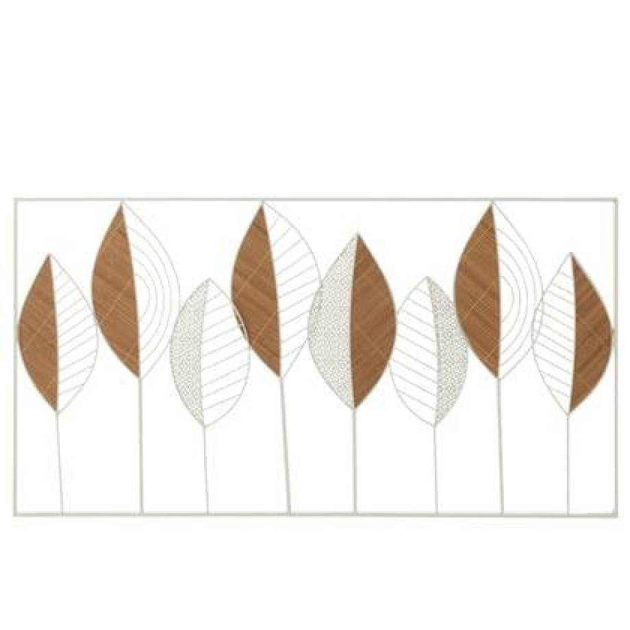 J-Line Wanddecoratie Bladeren Metaal|Bamboo Mix Large afbeelding 1