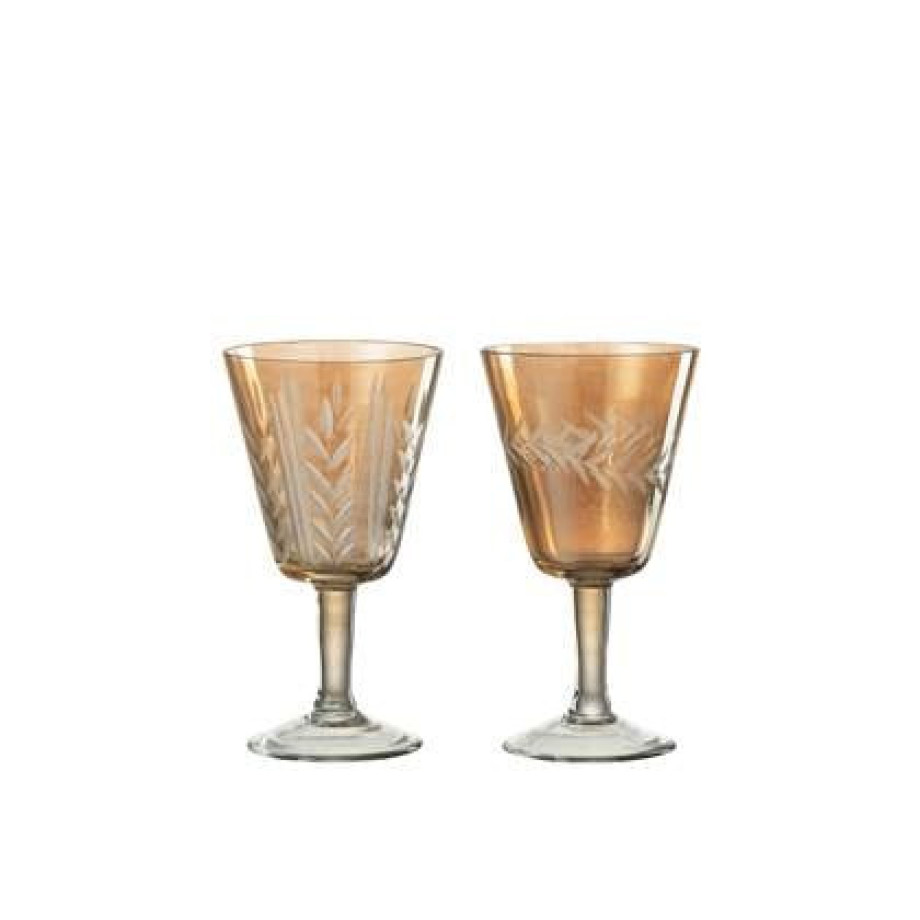 J-Line Voet Verticaal Hal glas - drinkglas - goud - 2x afbeelding 1