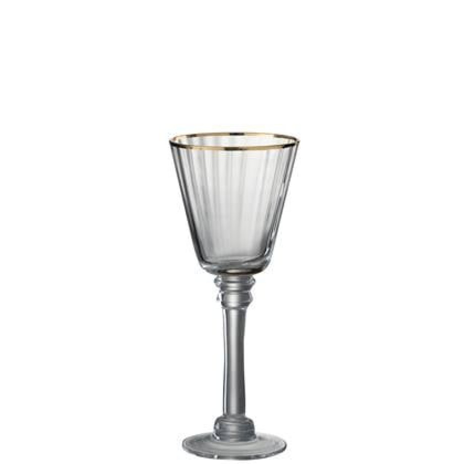 J-Line Rand wijnglas - witte wijn - glas - transparant| goud - 6x afbeelding 1