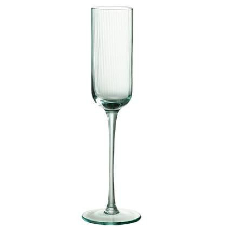 J-Line Louise champagneglas - glas - transparant| groen - 6x afbeelding 1
