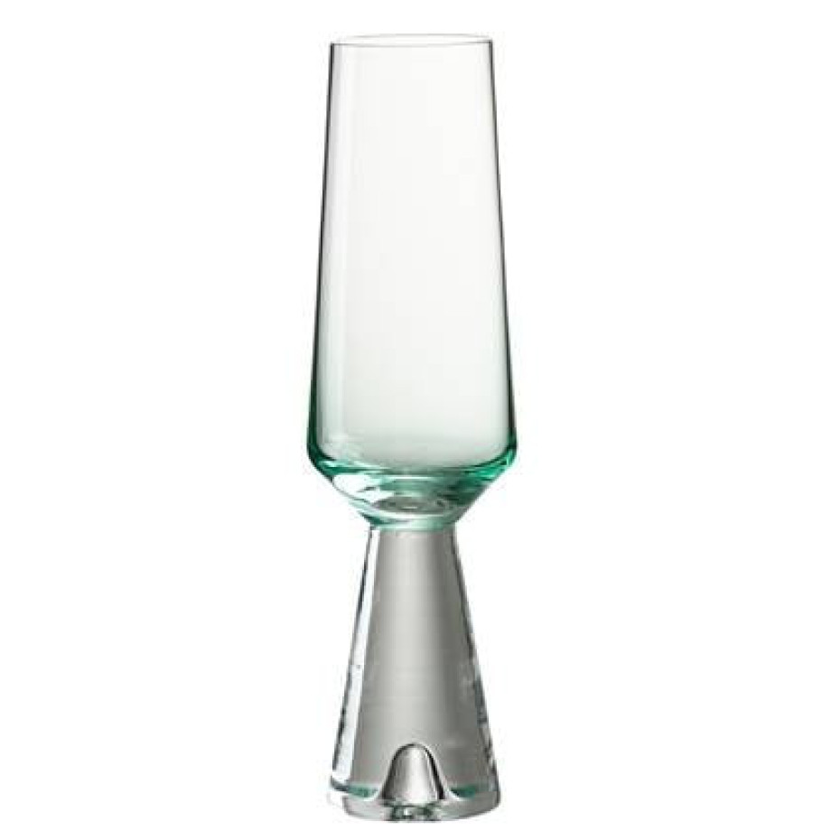 J-Line Walker champagneglas - glas - transparant| azuur - 4x afbeelding 1