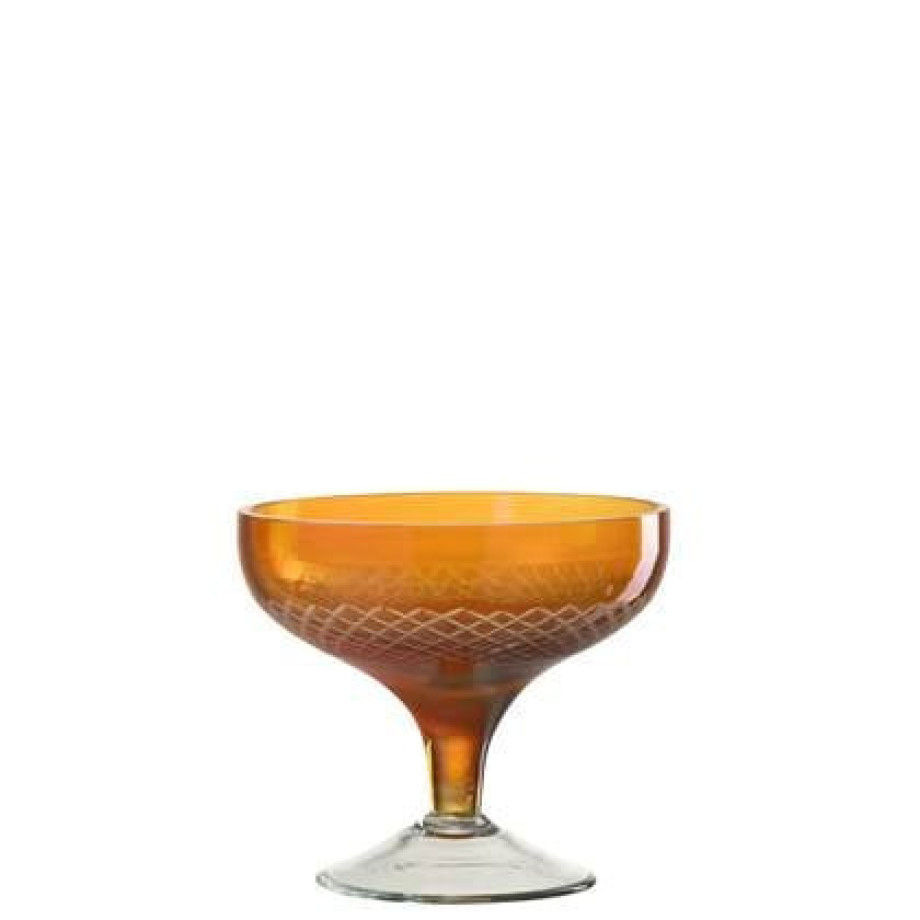 J-Line Voet Rond glas - drinkglas - oranje - 4x afbeelding 1