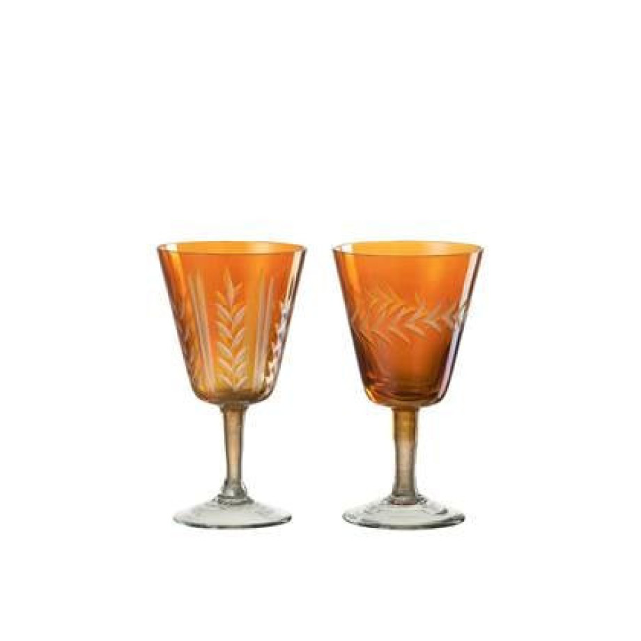 J-Line Voet Verticaal Hal glas - drinkglas - oranje - 2x afbeelding 1