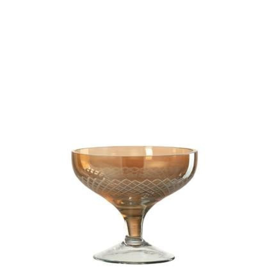 J-Line Voet Rond glas - drinkglas - goud - 4x afbeelding 1