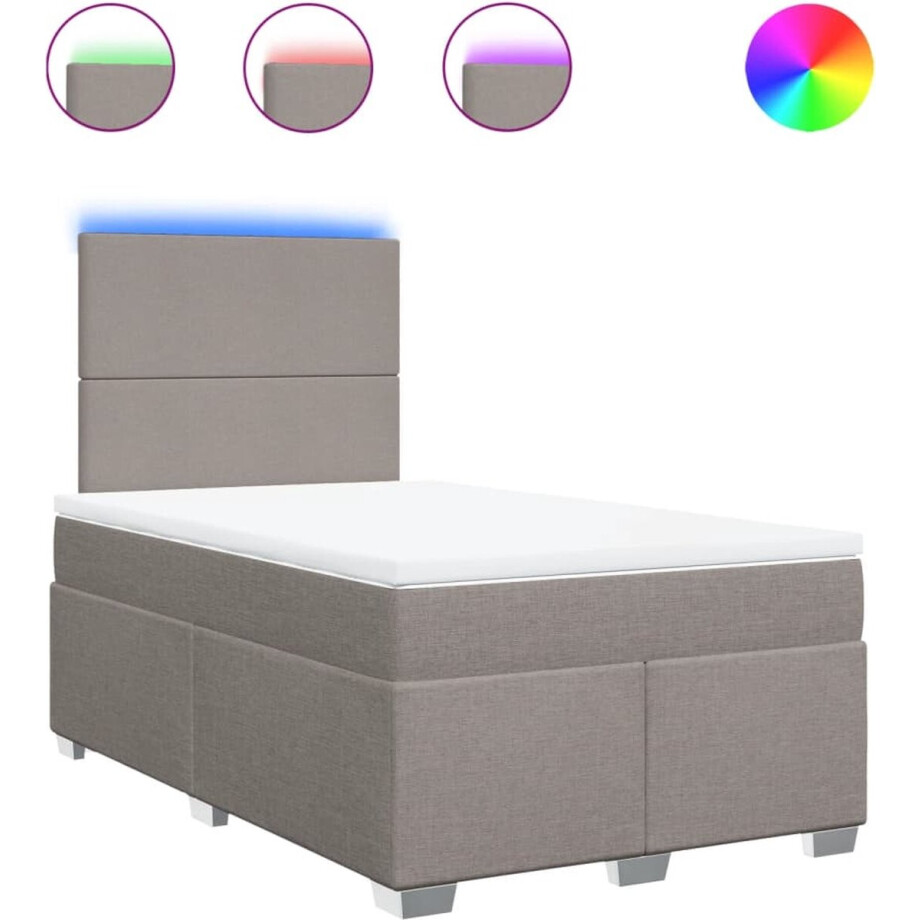vidaXL - Boxspring - met - matras - stof - taupe - 120x200 - cm afbeelding 1