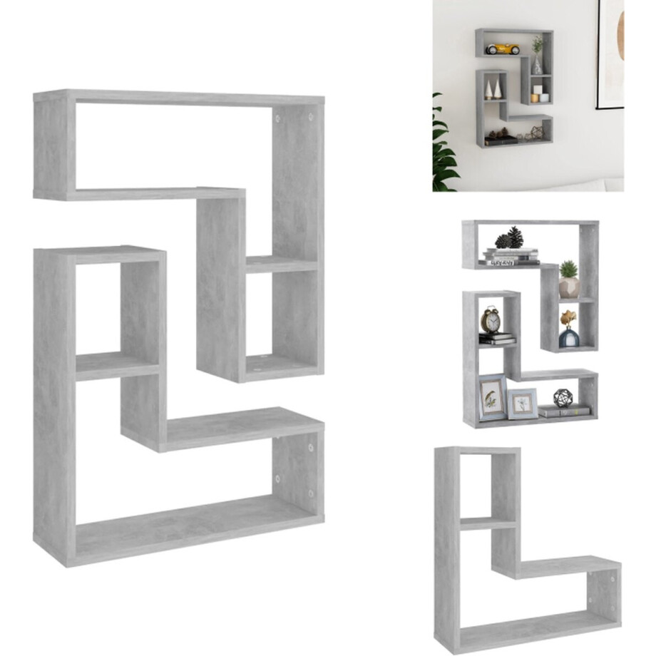 vidaXL - Wandschappen - 2 - st - 50x15x50 - cm - bewerkt - hout - betongrijs vidaXL - Wandschappen - 2 - st - 50x15x50 - cm - bewerkt - hout - betongrijs afbeelding 1