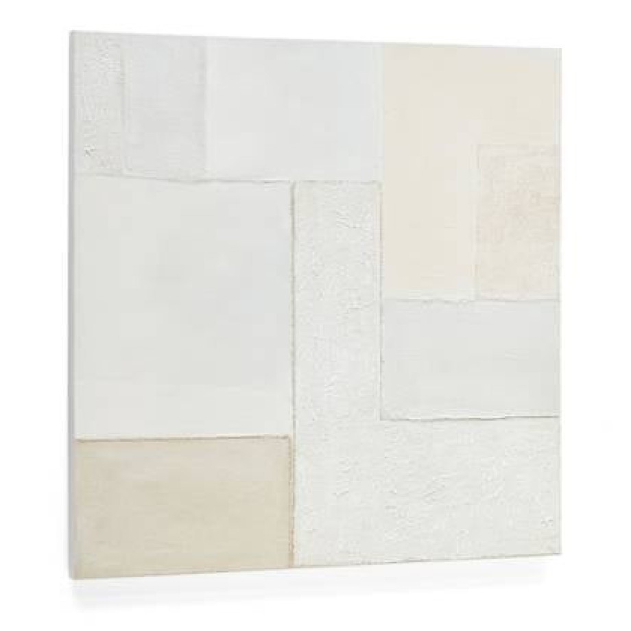 Kave Home - Abstract doek Pineda wit 95 x 95 cm afbeelding 1