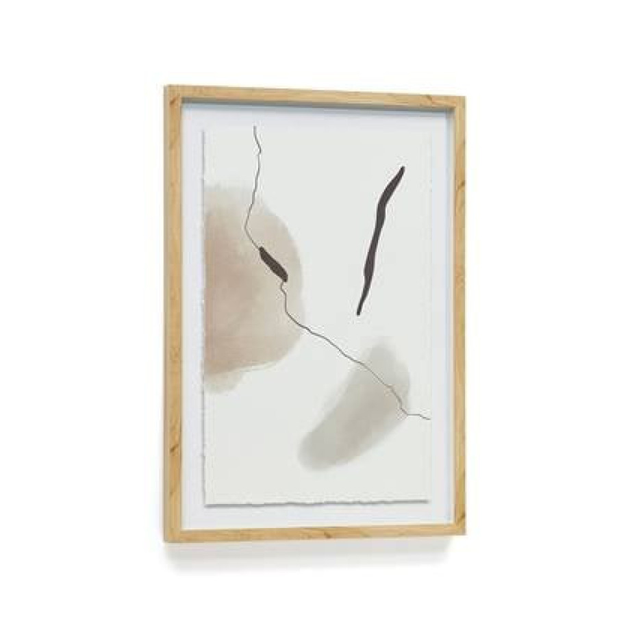 Kave Home - Abstract schilderij Torroella wit, bruin en grijs met afbeelding 1