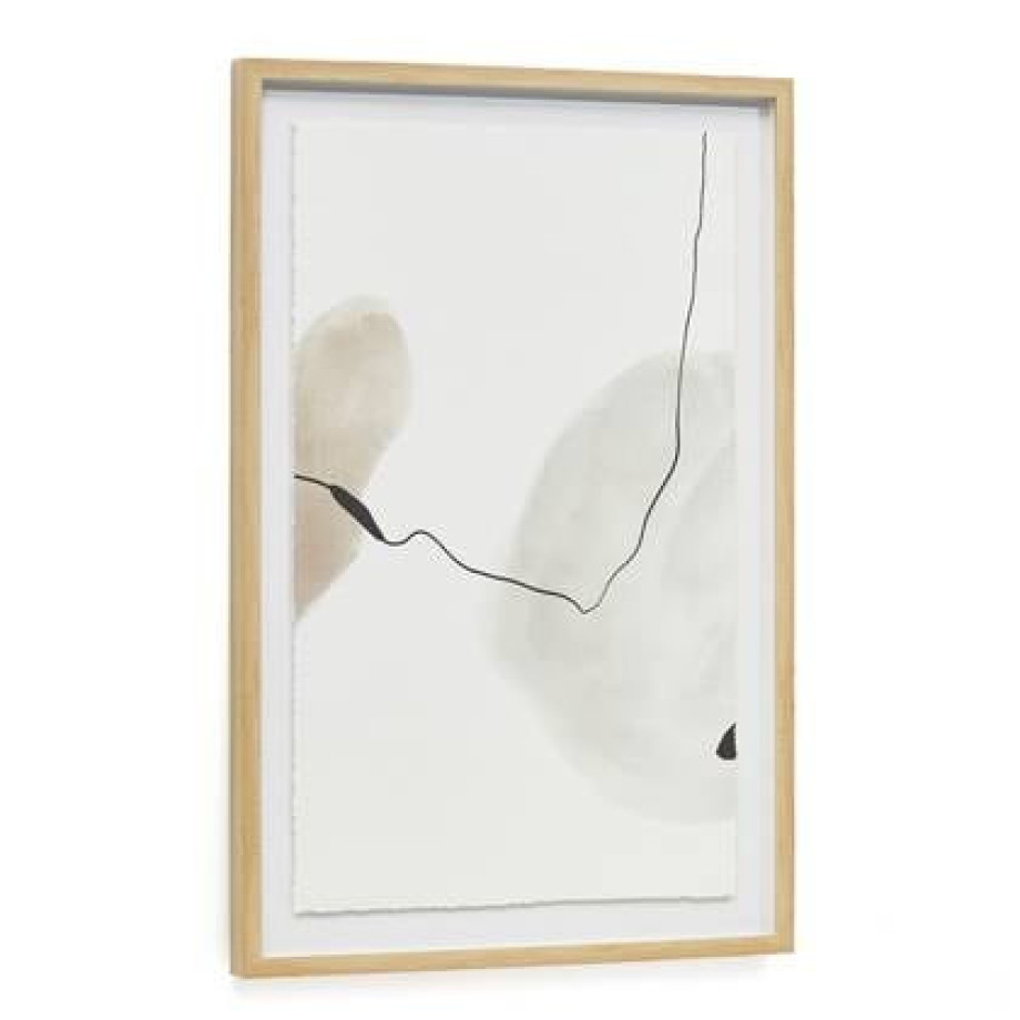 Kave Home - Abstract schilderij Torroella wit, bruin en grijs 60 x 90 afbeelding 1