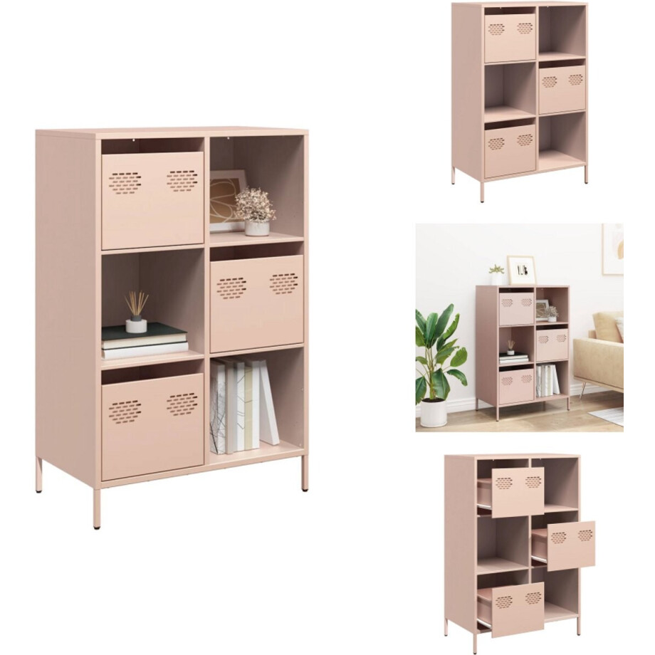 vidaXL Hoge Kast - Hoge Kasten - Hoge Planken - Boekenkast - Hoge kast 68x39x103,5 cm staal roze vidaXL Hoge Kast - Hoge Kasten - Hoge Planken - Boekenkast - Hoge kast 68x39x103,5 cm staal roze afbeelding 1