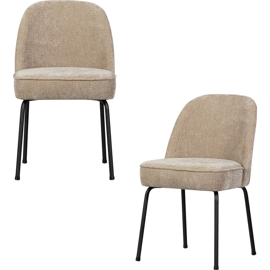 WOOOD Vogue Eetkamerstoelen - Polyester - Zand - Set van 2 WOOOD Vogue Eetkamerstoelen - Polyester - Zand - Set van 2 afbeelding 1