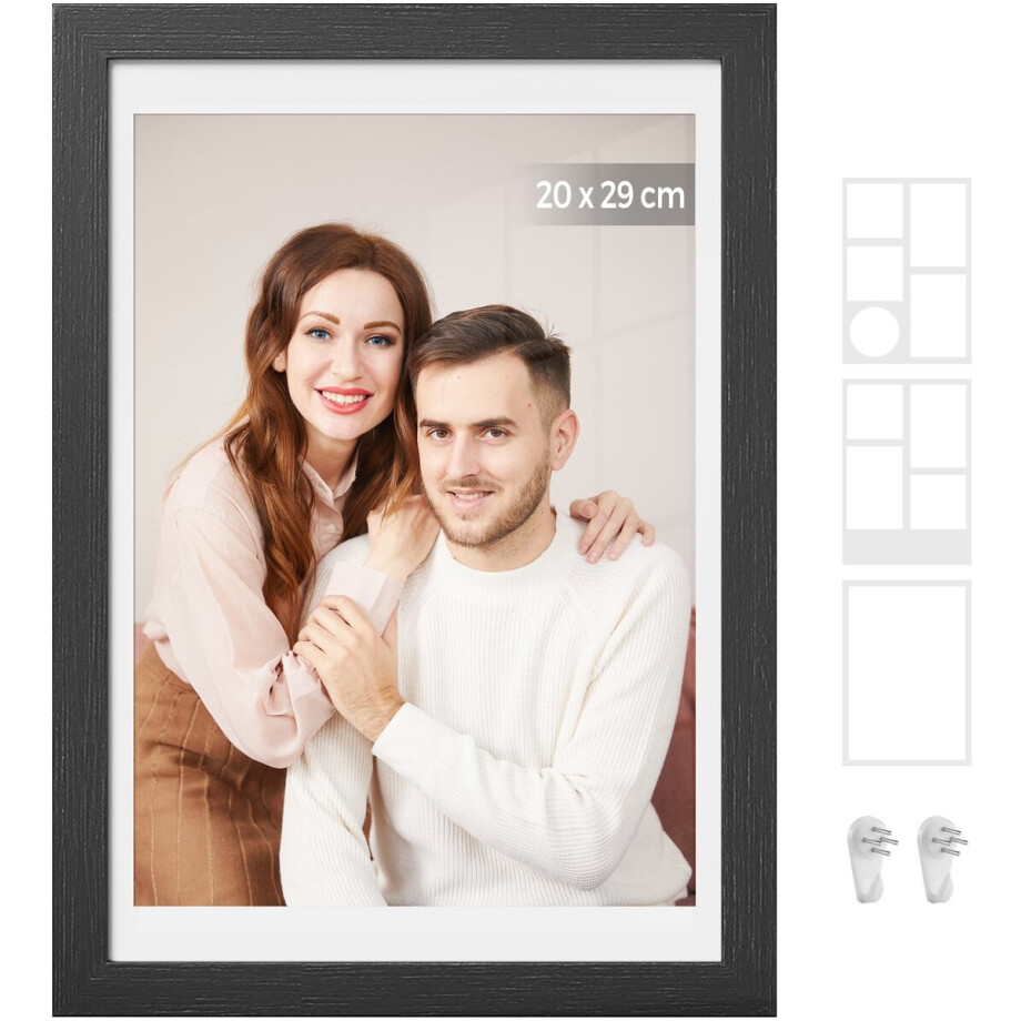 SONGMICS - Fotolijst - Voor Meerdere Foto's - Inclusief 3 Passe-partouts en Wandhaken afbeelding 1