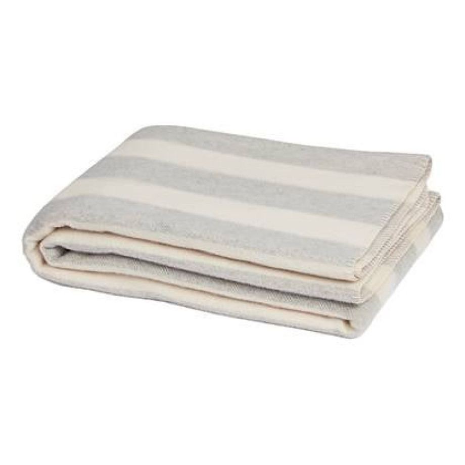 Yumeko deken merino wol stripe natural|grey 150x220 afbeelding 1