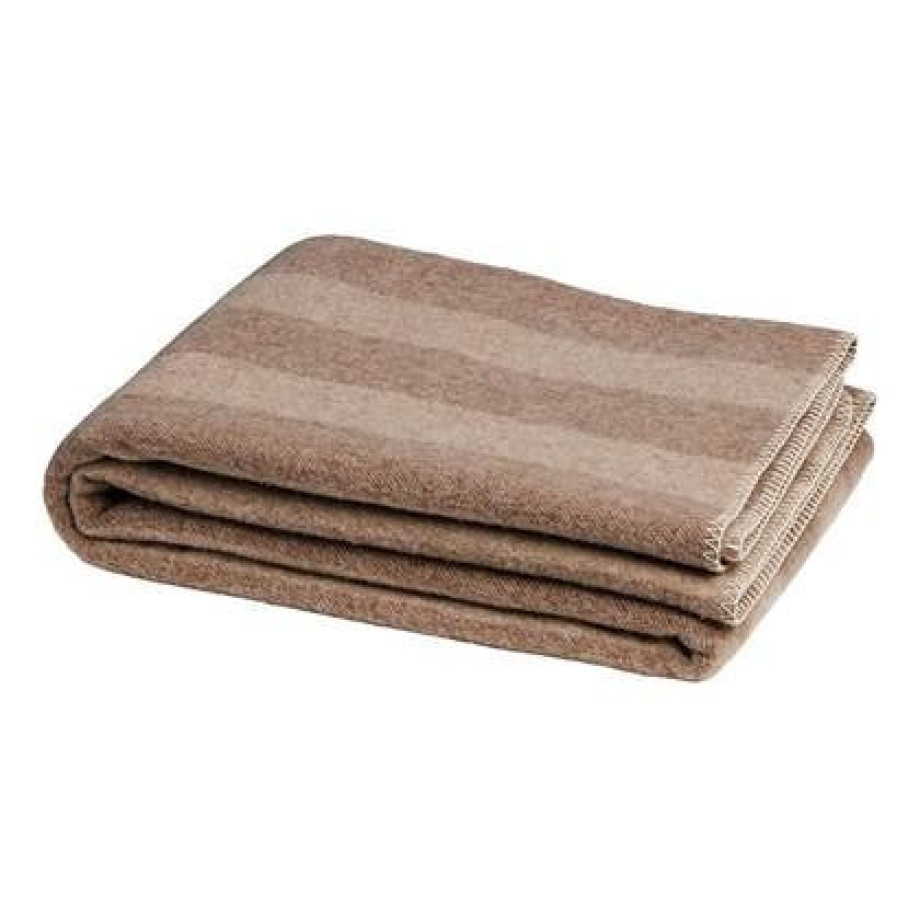 Yumeko deken merino wol stripe brown|chestnut 150x220 afbeelding 1