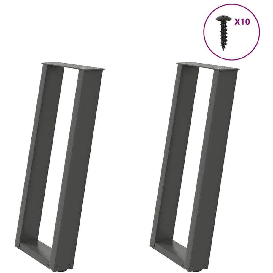 vidaXL - Console - tafelpoten - 2st - U-vormig - 28x(72-73)cm - staal - antraciet vidaXL - Console - tafelpoten - 2st - U-vormig - 28x(72-73)cm - staal - antraciet afbeelding 1