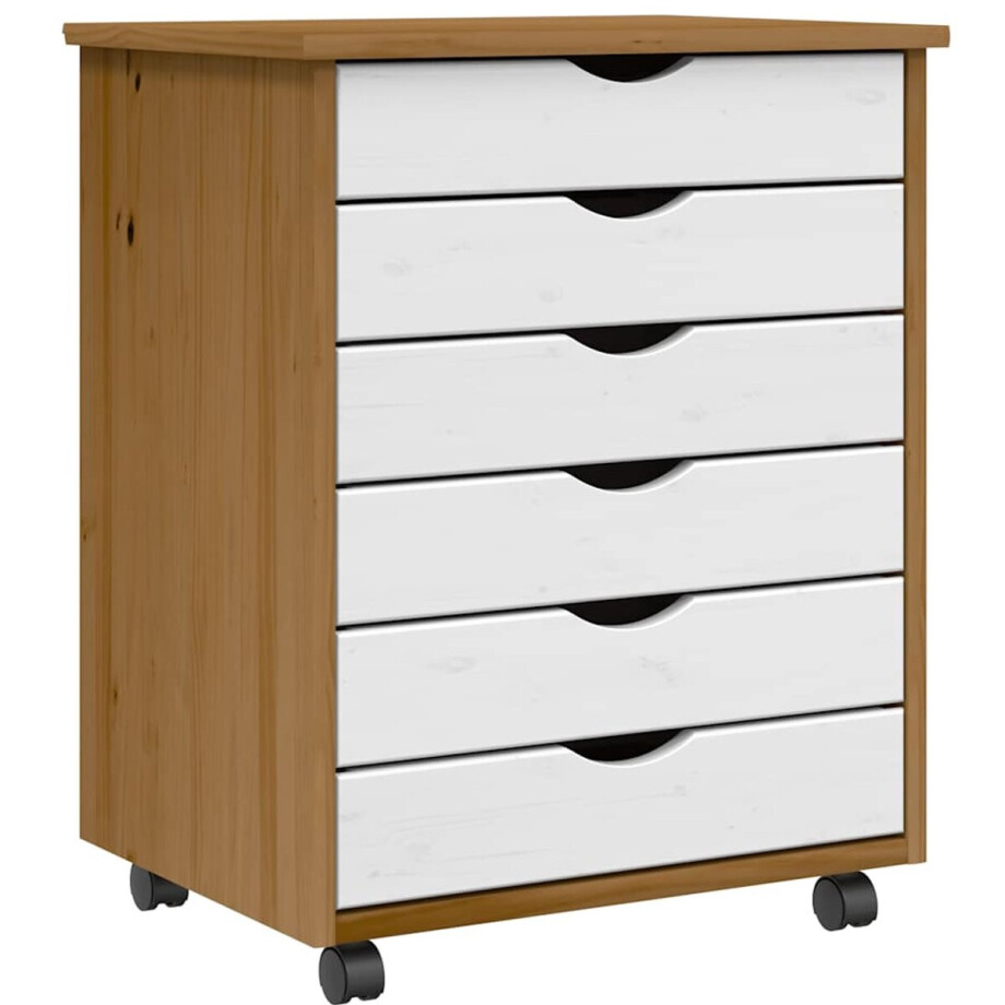 vidaXL - Ladekast - MOSS - verrijdbaar - massief - grenenhout - honingbruin afbeelding 1