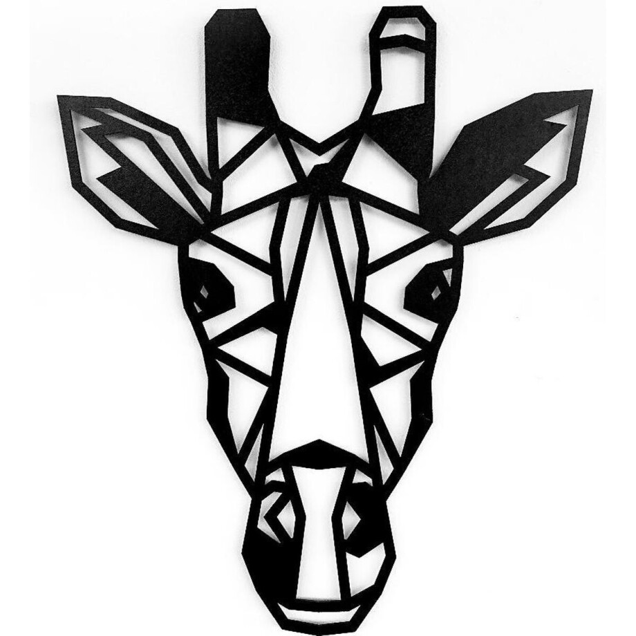 Houten Dierenkop • Houten Giraffe • Dierenkop Giraffe • Groot • Zwart MDF • Houten Dier • Wandecoratie afbeelding 1