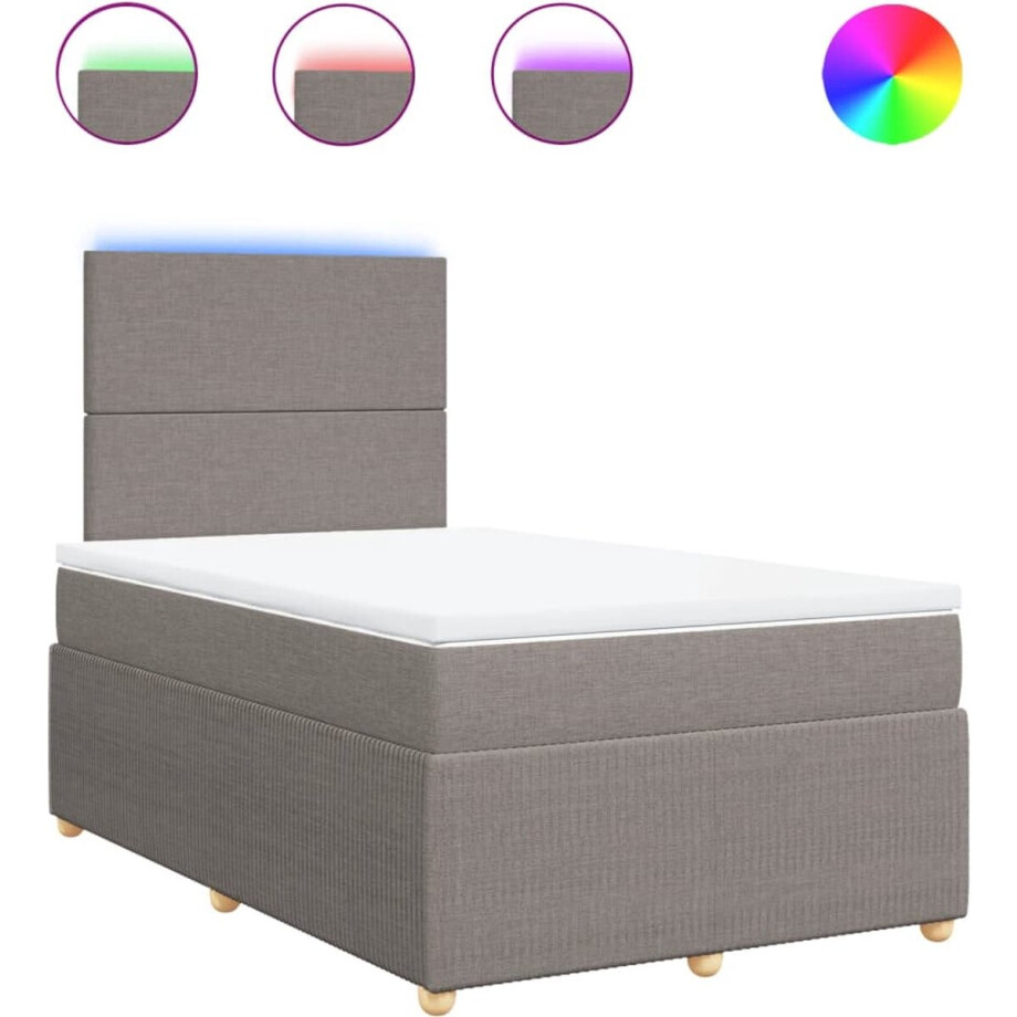 vidaXL - Boxspring - met - matras - stof - taupe - 120x190 - cm afbeelding 1