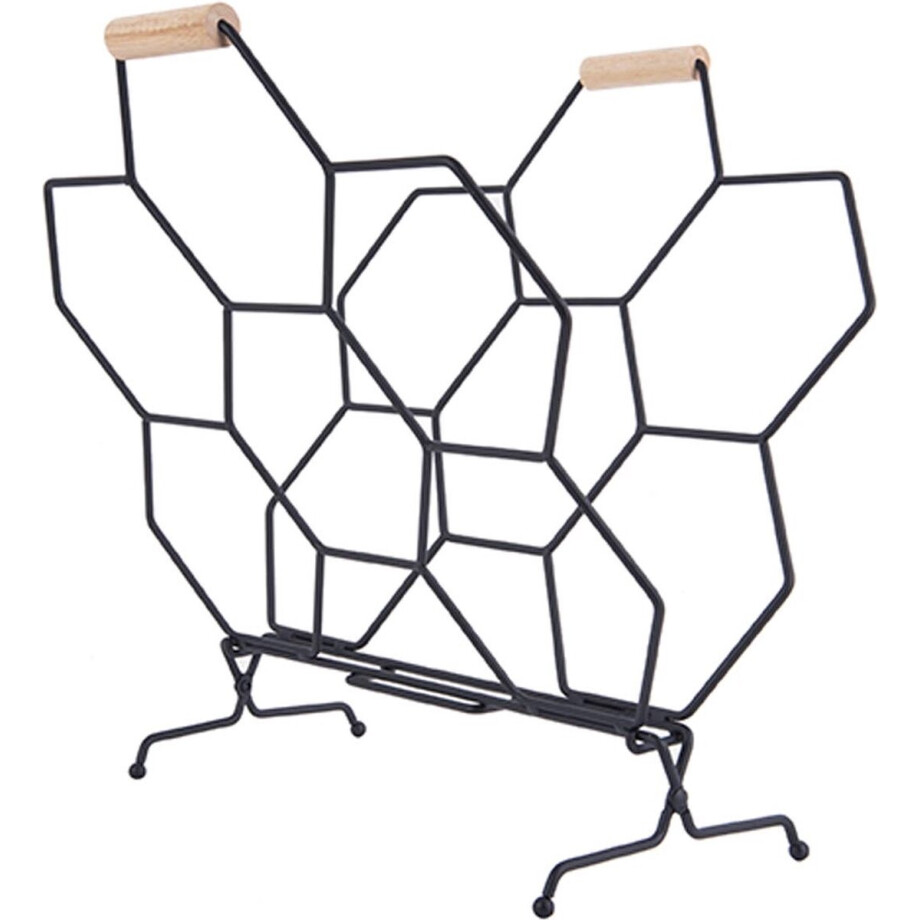Present Time Tijdschriftenrek Honeycomb - Mat Zwart - 40x33x45cm - Scandinavisch afbeelding 1