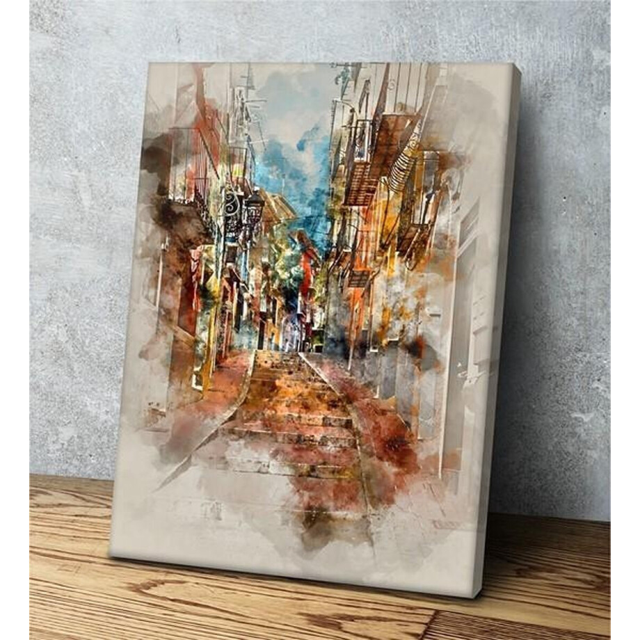 Bedrukt geverfd steegje Canvas 60 x 90 cm afbeelding 1