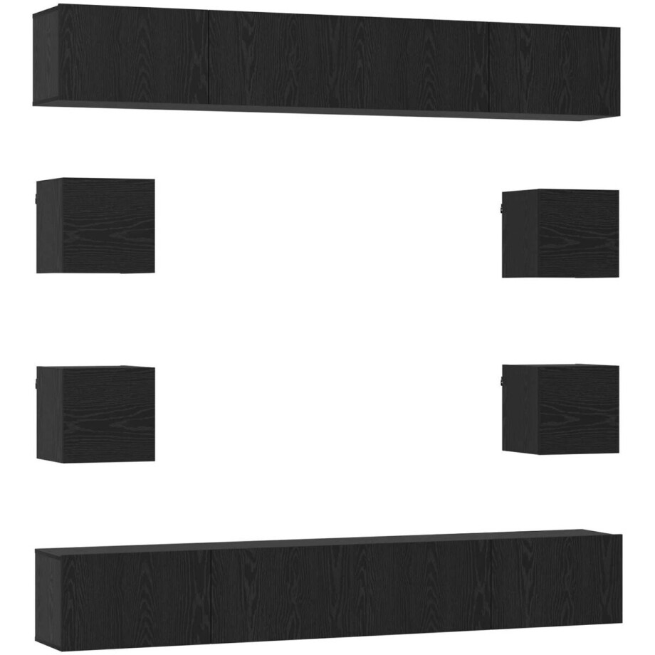 vidaXL - Tv-meubelset - 8 - st - 100 - x - 30 - x - 30 - cm - Zwart - eiken afbeelding 1