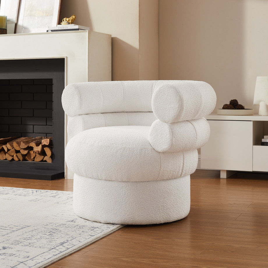 Artistiq Fauteuil 'Merrick' Bouclé, kleur wit afbeelding 1