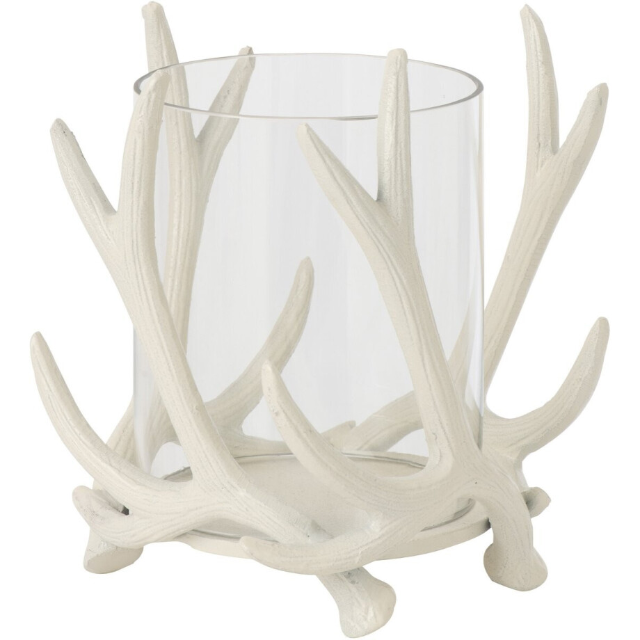 J-Line Windlicht hert - aluminium - gebroken wit afbeelding 1