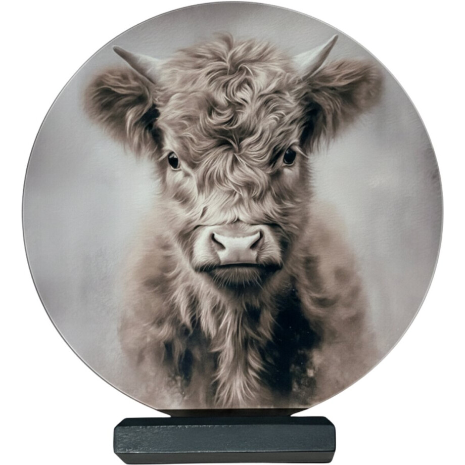 Glasschilderij schotse hooglander hang of staand met standaard ⌀ 30 cm | 494436 | Home Sweet Home Glasschilderij schotse hooglander hang of staand met standaard ⌀ 30 cm | 494436 | Home Sweet Home afbeelding 1
