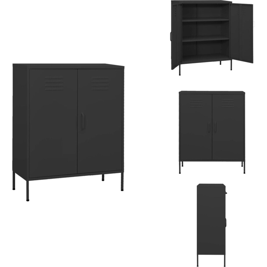 vidaXL Dressoir - Dressoirs - Zijkast - Zijkasten - Opbergkast 80x35x101,5 cm staal antracietkleurig vidaXL Dressoir - Dressoirs - Zijkast - Zijkasten - Opbergkast 80x35x101,5 cm staal antracietkleurig afbeelding 1
