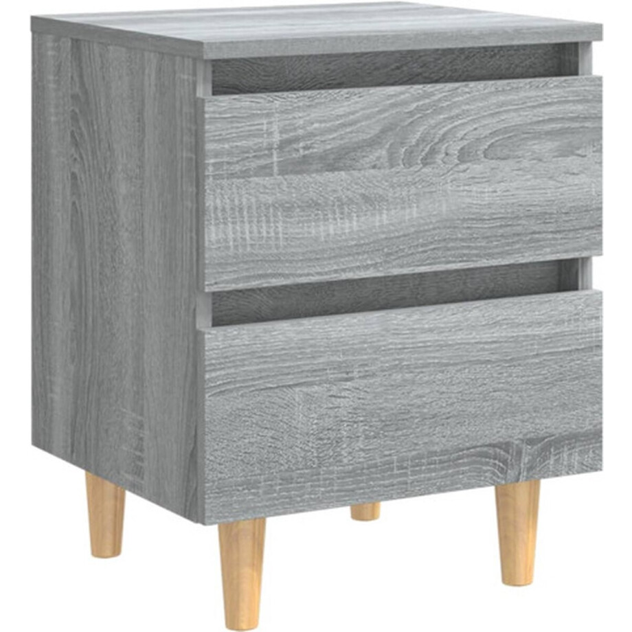 vidaXL - Nachtkastje - met - houten - poten - 40x35x50 - cm - grijs - sonoma - eiken afbeelding 1