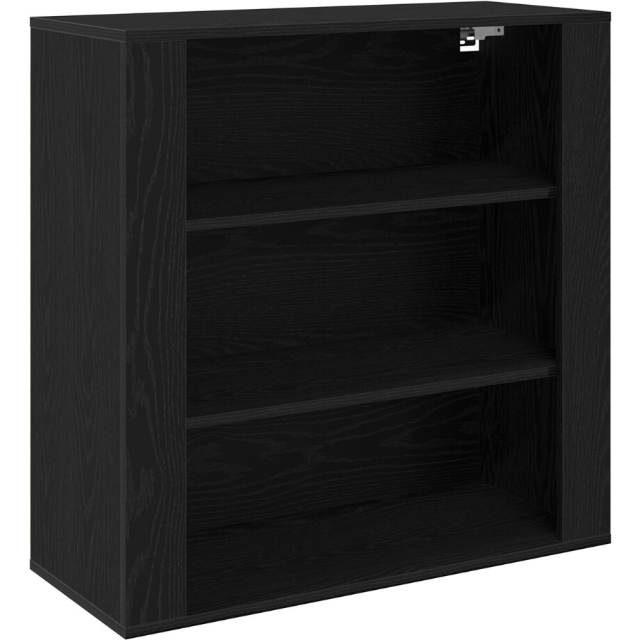 vidaXL - Wandkast - met - plank - Zwart - Eiken - 80 - x - 33 - x - 80 - cm - Bewerkt - hout afbeelding 1