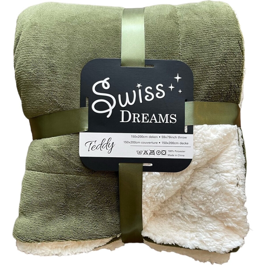 Fleece-Teddy Plaid 150x200 cm Olijf Groen afbeelding 1