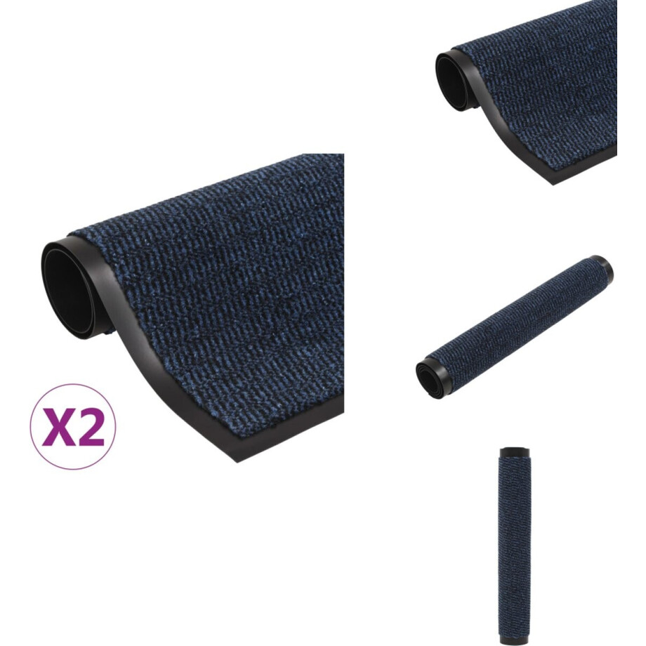 vidaXL Deurmat - Deurmatten - Droogloopmat - Droogloopmatten - Droogloopmatten 2 st rechthoekig getuft 90x150 cm blauw vidaXL Deurmat - Deurmatten - Droogloopmat - Droogloopmatten - Droogloopmatten 2 st rechthoekig getuft 90x150 cm blauw afbeelding 1